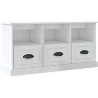 Berkfield Home TV Cabinet High Gloss White 100x35x50 cm Engineered Wood | Size: 100 x 35 x 50 cm