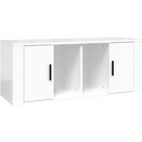 Berkfield Home TV Cabinet High Gloss White 100x35x40 cm Engineered Wood | Size: 100 x 35 x 40 cm