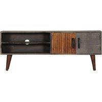 Berkfield Home TV Cabinet Grey 130x30x46 cm Solid Rough Mango Wood | Size: 130 x 30 x 46 cm