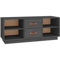 Berkfield Home TV Cabinet Grey 100x34x40 cm Solid Wood Pine | Size: 100 x 34 x 40 cm