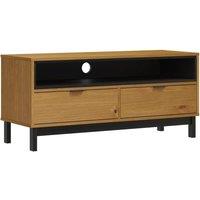 Berkfield Home TV Cabinet FLAM 110x40x50 cm Solid Wood Pine in Brown | Size: 110 x 40 x 50 cm