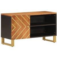 Berkfield Home TV Cabinet Brown & Black 80x31.5x46 cm Solid Wood Mango