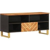 Berkfield Home TV Cabinet Brown & Black 100x33.5x46 cm Solid Wood Mango