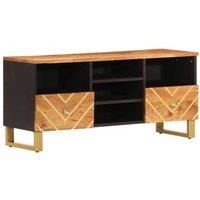 Berkfield Home TV Cabinet Brown & Black 100x33.5x46 cm Solid Wood Mango