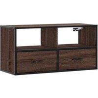 Berkfield Home TV Cabinet Brown Oak 80x31x39.5 cm Engineered Wood & Metal