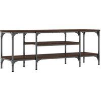 Berkfield Home TV Cabinet Brown Oak 121x35x45 cm Engineered Wood&Iron | Size: 121 x 35 x 45 cm