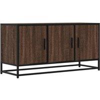 Berkfield Home TV Cabinet Brown Oak 100x35x50 cm Engineered Wood & Metal | Size: 100 x 35 x 50 cm
