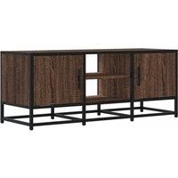 Berkfield Home TV Cabinet Brown Oak 100x35x41 cm Engineered Wood & Metal | Size: 100 x 35 x 41 cm