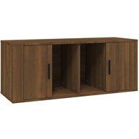 Berkfield Home TV Cabinet Brown Oak 100x35x40 cm Engineered Wood | Size: 100 x 35 x 40 cm