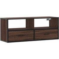 Berkfield Home TV Cabinet Brown Oak 100x31x39.5 cm Engineered Wood & Metal