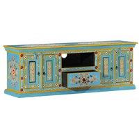 Berkfield Home TV Cabinet Blue 110x30x40 cm Solid Wood Mango | Size: 110 x 30 x 40 cm