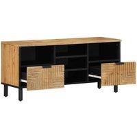 Berkfield Home TV Cabinet Brown 100x33x46 cm Solid Wood Mango | Size: 100 x 33 x 46 cm