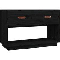 Berkfield Home TV Cabinet Black 90x40x60 cm Solid Wood Pine | Size: 90 x 40 x 60 cm