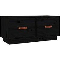 Berkfield Home TV Cabinet Black 80x34x35 cm Solid Wood Pine | Size: 80 x 34 x 35 cm