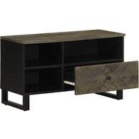 Berkfield Home TV Cabinet Black 80x33x46 cm Solid Wood Mango | Size: 80 x 33 x 46 cm