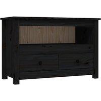 Berkfield Home TV Cabinet Black 79x35x52 cm Solid Wood Pine | Size: 79 x 35 x 52 cm