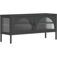 Berkfield Home TV Cabinet Black 105x35x50 cm Glass & Steel | Size: 105 x 35 x 50 cm