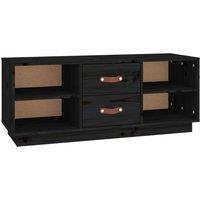 Berkfield Home TV Cabinet Black 100x34x40 cm Solid Wood Pine | Size: 100 x 34 x 40 cm