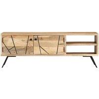 Berkfield Home TV Cabinet 110x30x40 cm Solid Mango Wood in Beige | Size: 110 x 30 x 40 cm