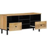 Berkfield Home TV Cabinet 100x33x46 cm Solid Wood Mango in Brown | Size: 100 x 33 x 46 cm
