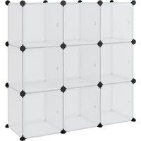 Berkfield Home Storage Cube Organiser with 9 Cubes & Doors Transparent PP in Clear