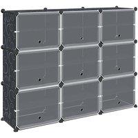 Berkfield Home Storage Cube Organiser with 9 Cubes & Doors Black PP