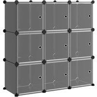 Berkfield Home Storage Cube Organiser with 9 Cubes & Doors Black PP