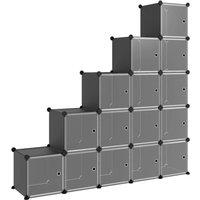 Berkfield Home Storage Cube Organiser with 15 Cubes & Doors Black PP