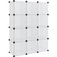 Berkfield Home Storage Cube Organiser with 12 Cubes & Doors Transparent PP in Clear