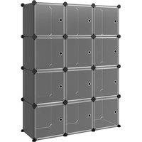 Berkfield Home Storage Cube Organiser with 12 Cubes & Doors Black PP