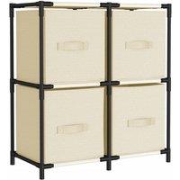 Berkfield Home Storage Cabinet with 4 Fabric Baskets Cream 63x30x71 cm Steel in Beige | Size: 63 x 30 x 71 cm