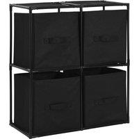 Berkfield Home Storage Cabinet with 4 Fabric Baskets Black 63x30x71 cm Steel | Size: 63 x 30 x 71 cm