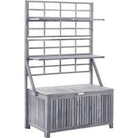 Berkfield Home Storage Box with Trellis Grey 99x55x160 cm Solid Acacia Wood | Size: 99 x 55 x 160 cm
