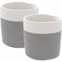 Berkfield Home Storage Baskets 2 pcs Grey & White 28x28 cm Cotton | Size: 28x28 cm