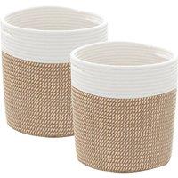 Berkfield Home Storage Baskets 2 pcs Brown & White 28x28 cm Cotton | Size: 28x28 cm