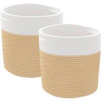 Berkfield Home Storage Baskets 2 pcs Beige & White 28x28 cm Cotton | Size: 28x28 cm