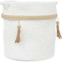 Berkfield Home Storage Basket White 38x36 cm Cotton | Size: 38x36 cm
