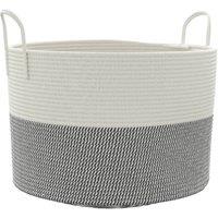 Berkfield Home Storage Basket Grey & White 51x33 cm Cotton | Size: 51x33 cm