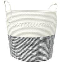 Berkfield Home Storage Basket Grey & White 43x38 cm Cotton | Size: 43x38 cm