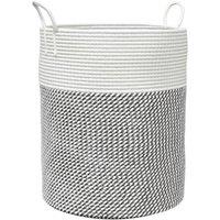 Berkfield Home Storage Basket Grey & White 38x46 cm Cotton | Size: 38x46 cm