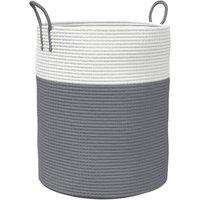 Berkfield Home Storage Basket Grey & White 38x46 cm Cotton | Size: 38x46 cm