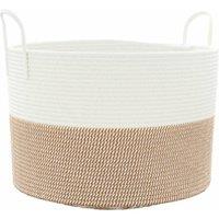 Berkfield Home Storage Basket Brown & White 51x33 cm Cotton | Size: 51x33 cm