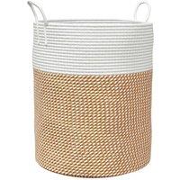 Berkfield Home Storage Basket Brown & White 38x46 cm Cotton | Size: 38x46 cm