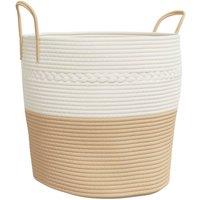 Berkfield Home Storage Basket Beige & White 43x38 cm Cotton | Size: 43x38 cm