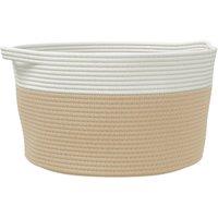 Berkfield Home Storage Basket Beige & White 40x25 cm Cotton | Size: 40x25 cm