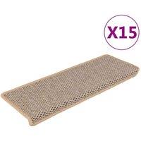 Berkfield Home Stair Mats Self-adhesive Sisal-Look 15 pcs 65x21x4 cm Light Beige | Size: Medium