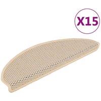 Berkfield Home Stair Mats Self-adhesive Sisal-Look 15 pcs 65x21x4 cm Berber in Cream | Size: Medium