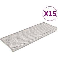 Berkfield Home Stair Mats Self-adhesive Sisal-Look 15 pcs 65x21x4 cm Beige | Size: Medium