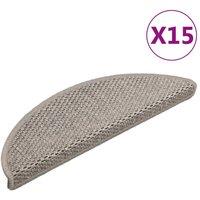Berkfield Home Stair Mats Self-adhesive Sisal-Look 15 pcs 56x17x3 cm Silver in Taupe | Size: Medium