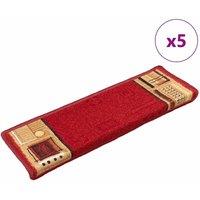 Berkfield Home Stair Mats Self-adhesive 5 pcs 65x21x4 cm Red | Size: Medium